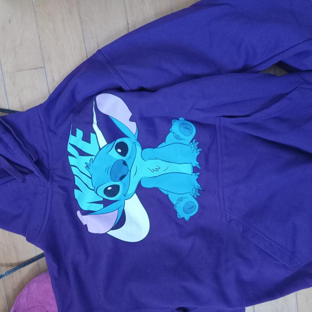 Purple Hoodie with Stitch Medium Oversize